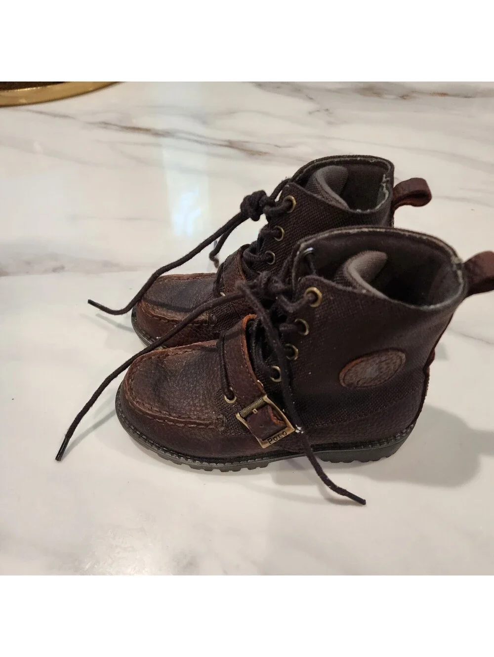Polo Ralph Lauren Kids Brown Leather Ankle Boots Size 12 Little Kid